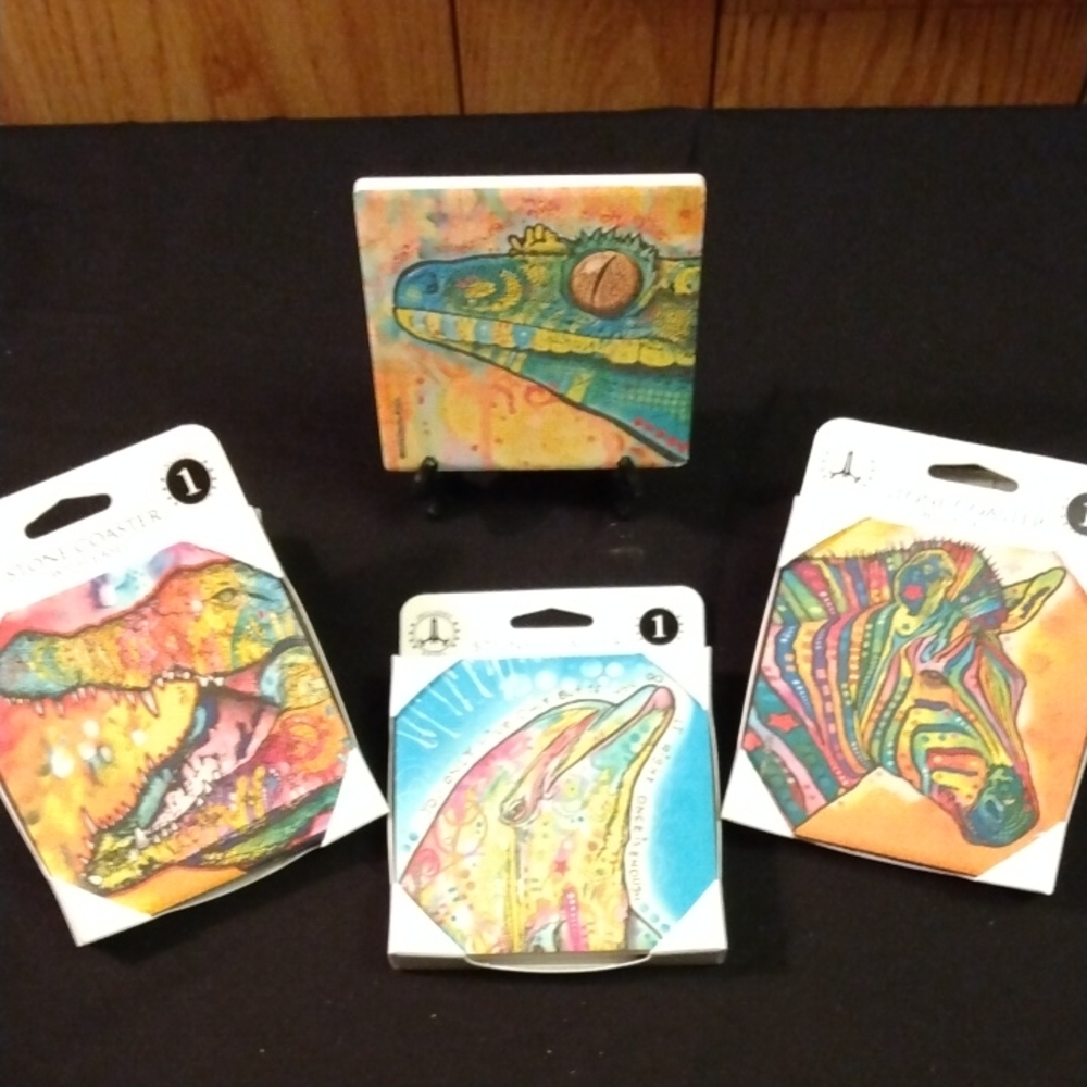 New_ Vibrant Stone Coaster With Easel